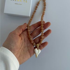 715 Sunstone White Heart Pendant Necklace
